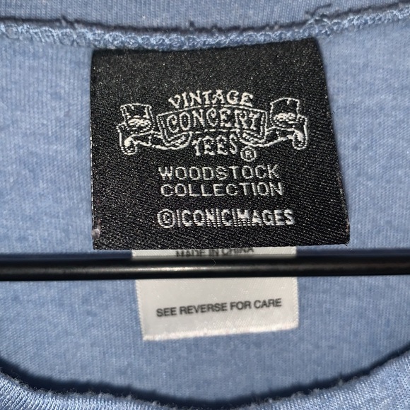 Vintage Concert Tess Inspired Woodstock New York V-neck Lace up Tee Small - Picture 2 of 6